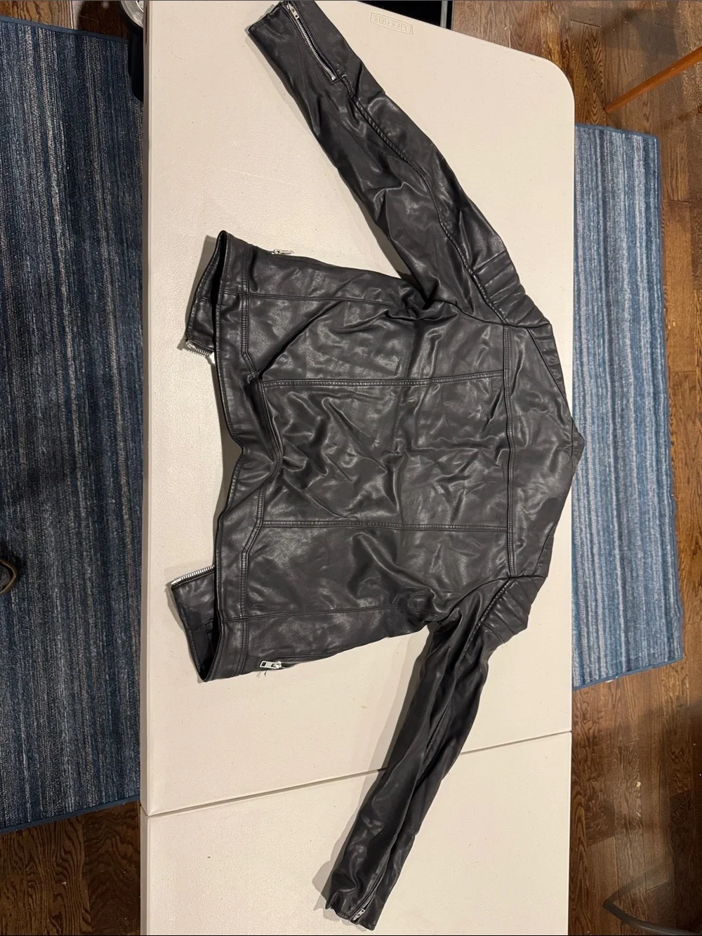 Pull&Bear Black Faux Leather Bomber Jacket